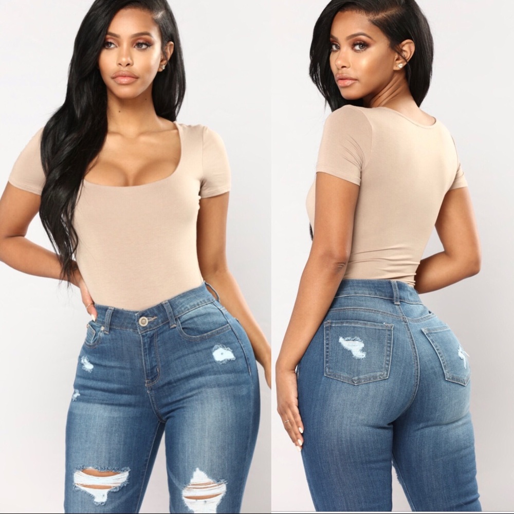 💋SOLD💋Anything But Square Neck Mocha Bodysuit